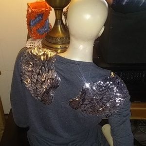 Sequined wings shirt